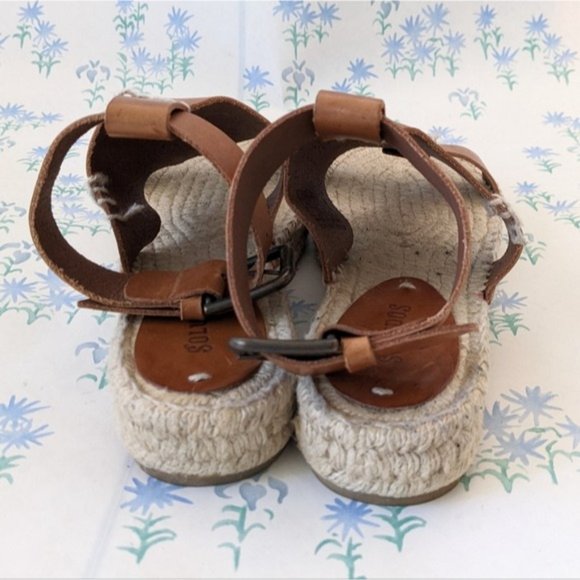 Soludos Banded Shield Espadrille Sandals 7 Tan Leather Ankle Strap Gladiator - Picture 9 of 12